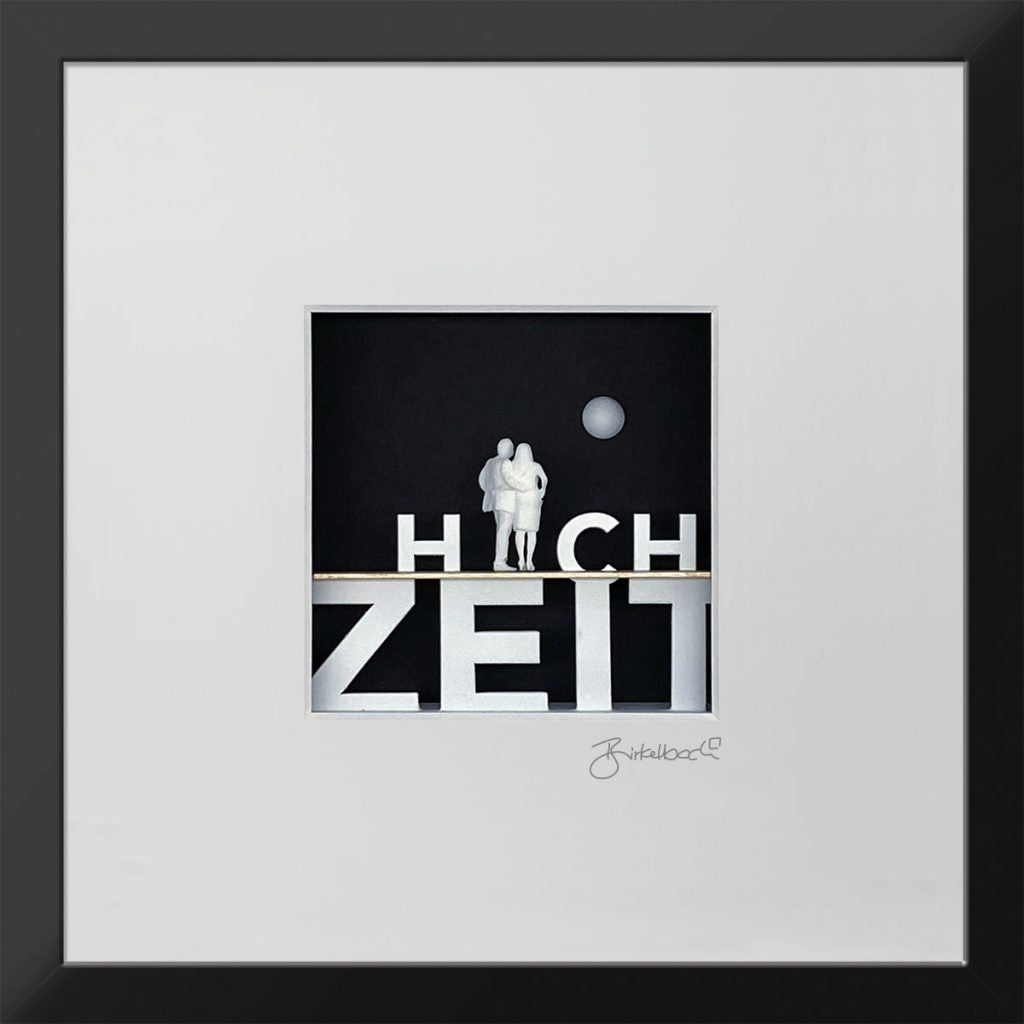 Hochzeitsgeschenk 3D-Objektbild 'Hochzeit', Rahmen Schwarz