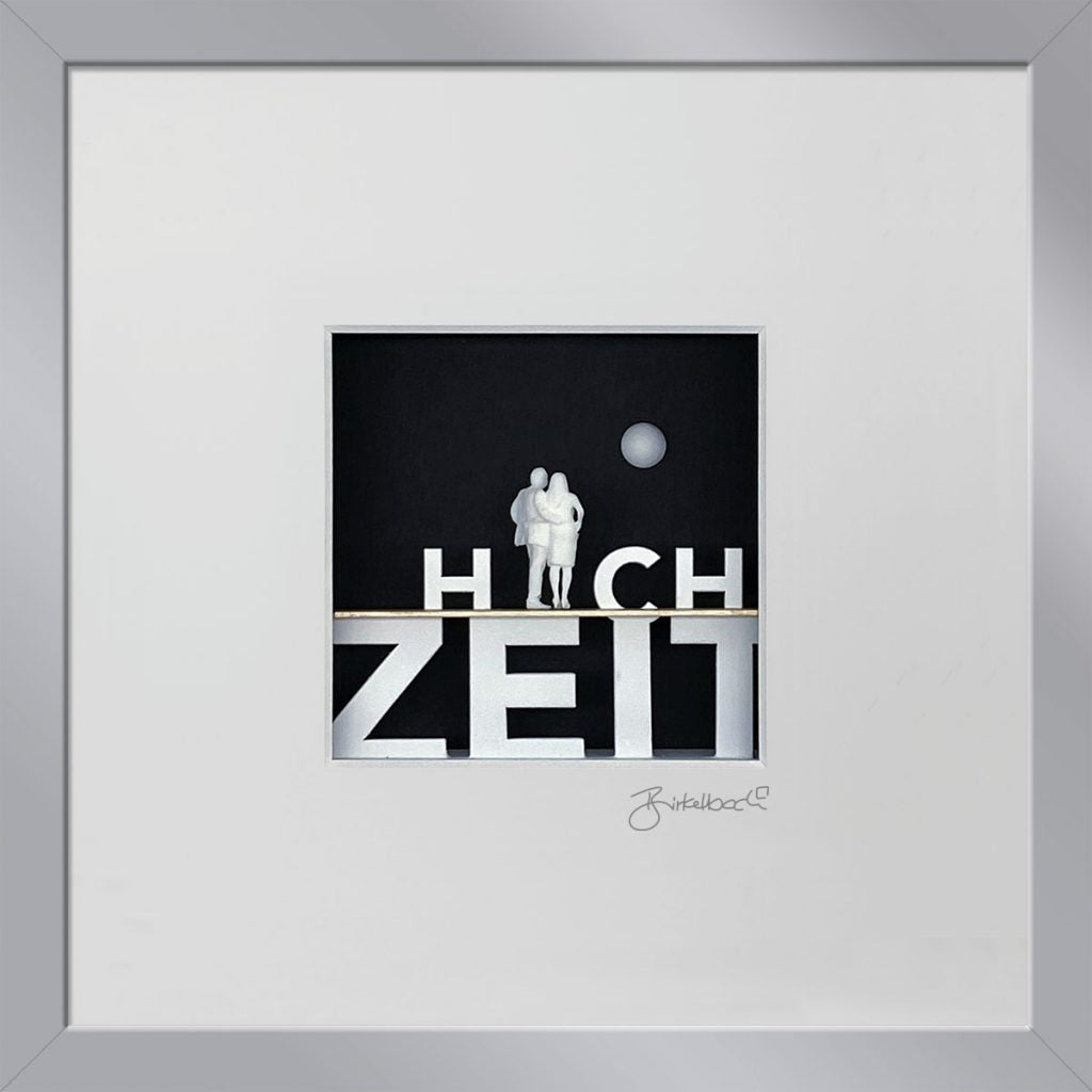 Hochzeitsgeschenk 3D-Objektbild 'Hochzeit', Rahmen Silber