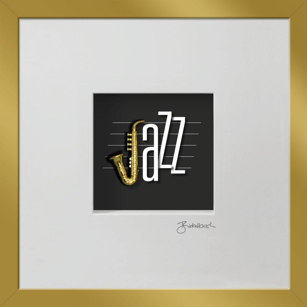 Geschenk 3D-Objektbild 'Jazz', Rahmen Gold