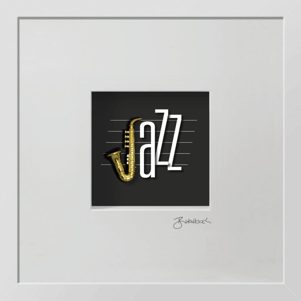Geschenk 3D-Objektbild 'Jazz', Rahmen Weiß