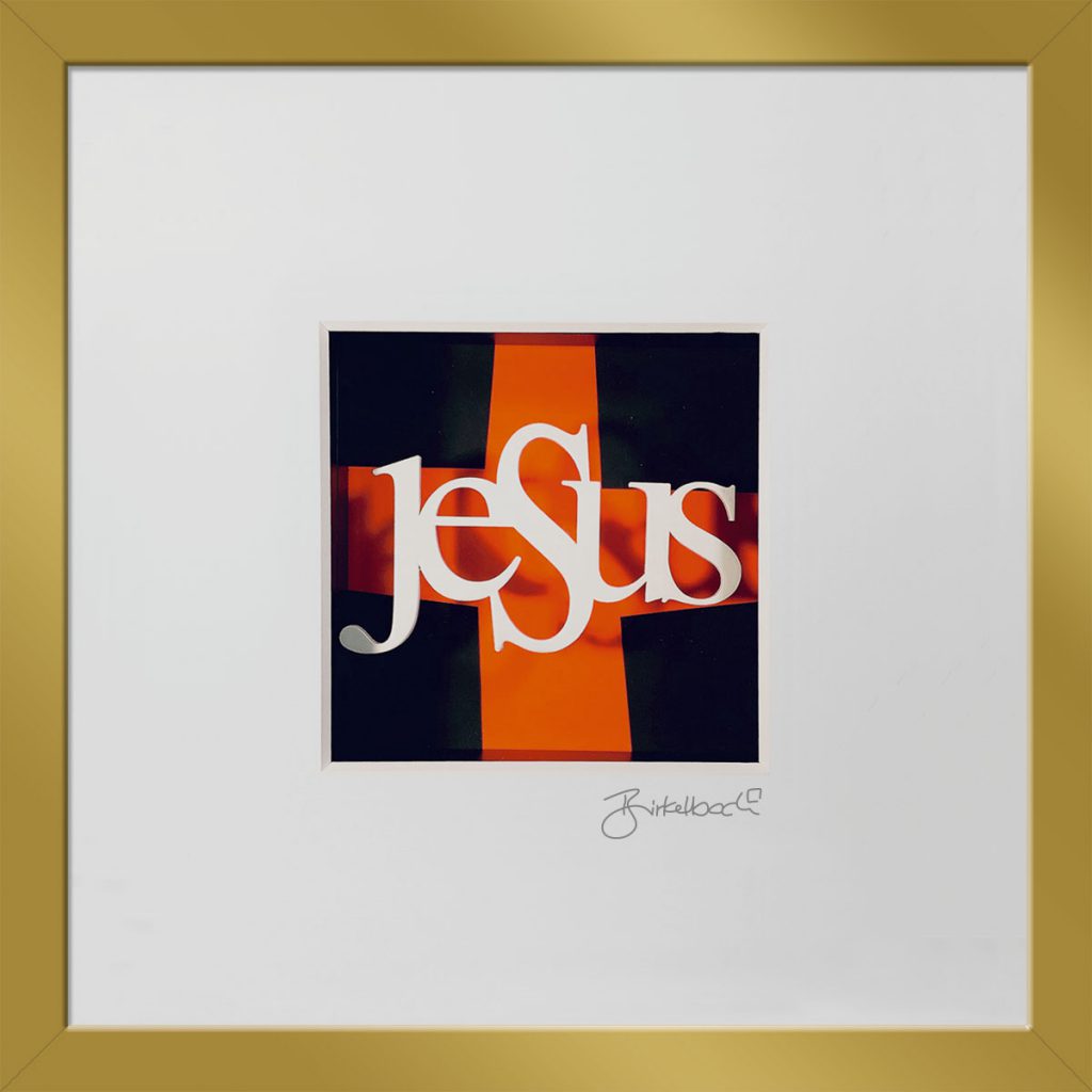 Geschenk 3D-Objektbild 'Jesus am Kreuz', Rahmen Gold