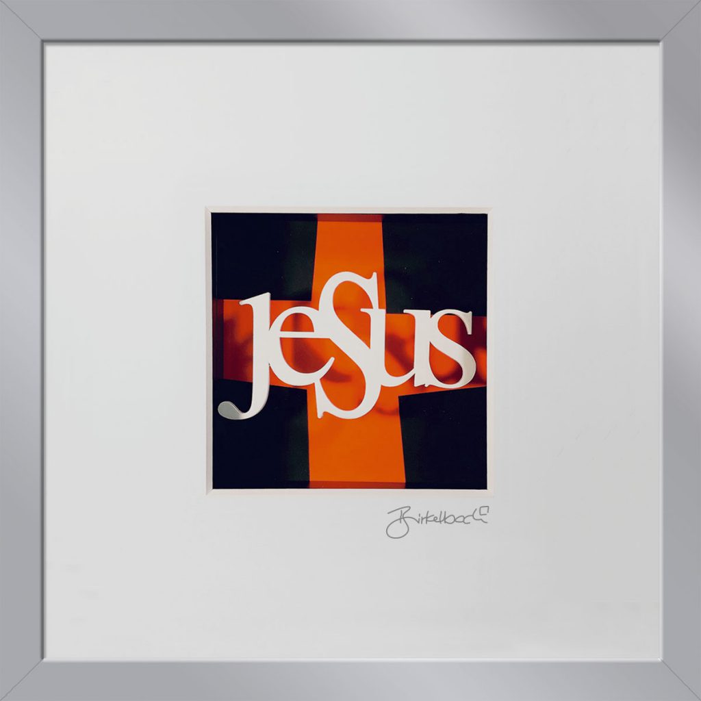 Geschenk 3D-Objektbild 'Jesus am Kreuz', Rahmen Silber