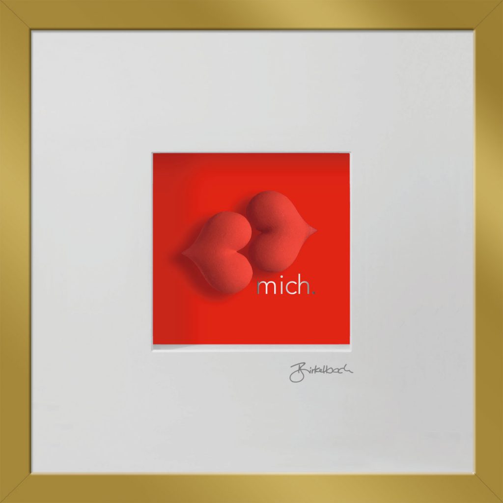 Liebesgeschenk 3D-Objektbild 'Küss mich', Rahmen Gold