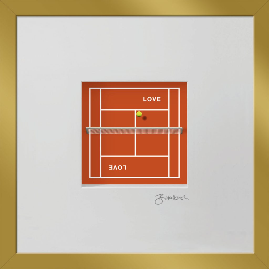 Geschenk 3D-Objektbild 'Love Love Tennis', Rahmen Gold