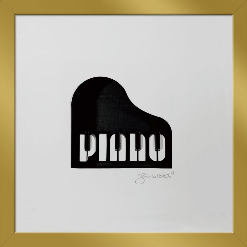 Geschenk 3D-Objektbild 'Piano', Rahmen Gold