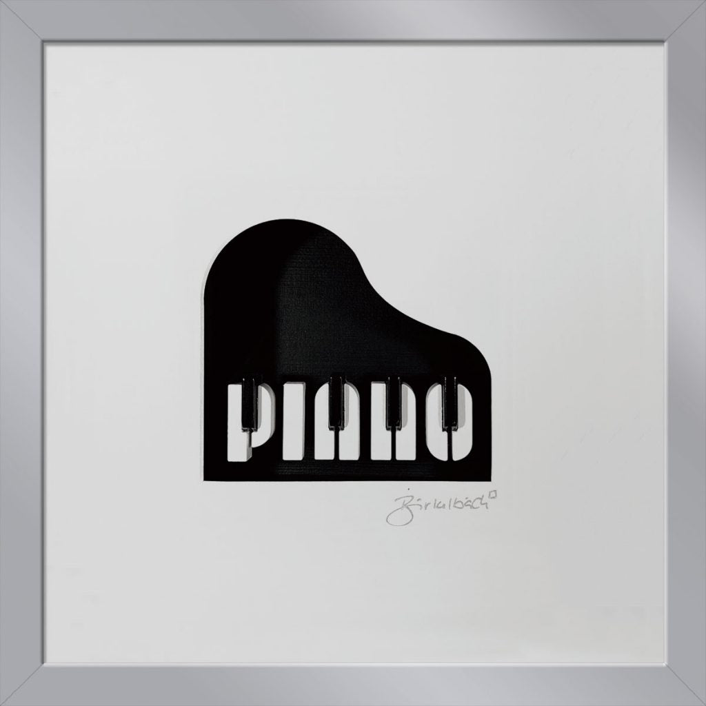 Geschenk 3D-Objektbild 'Piano', Rahmen Silber