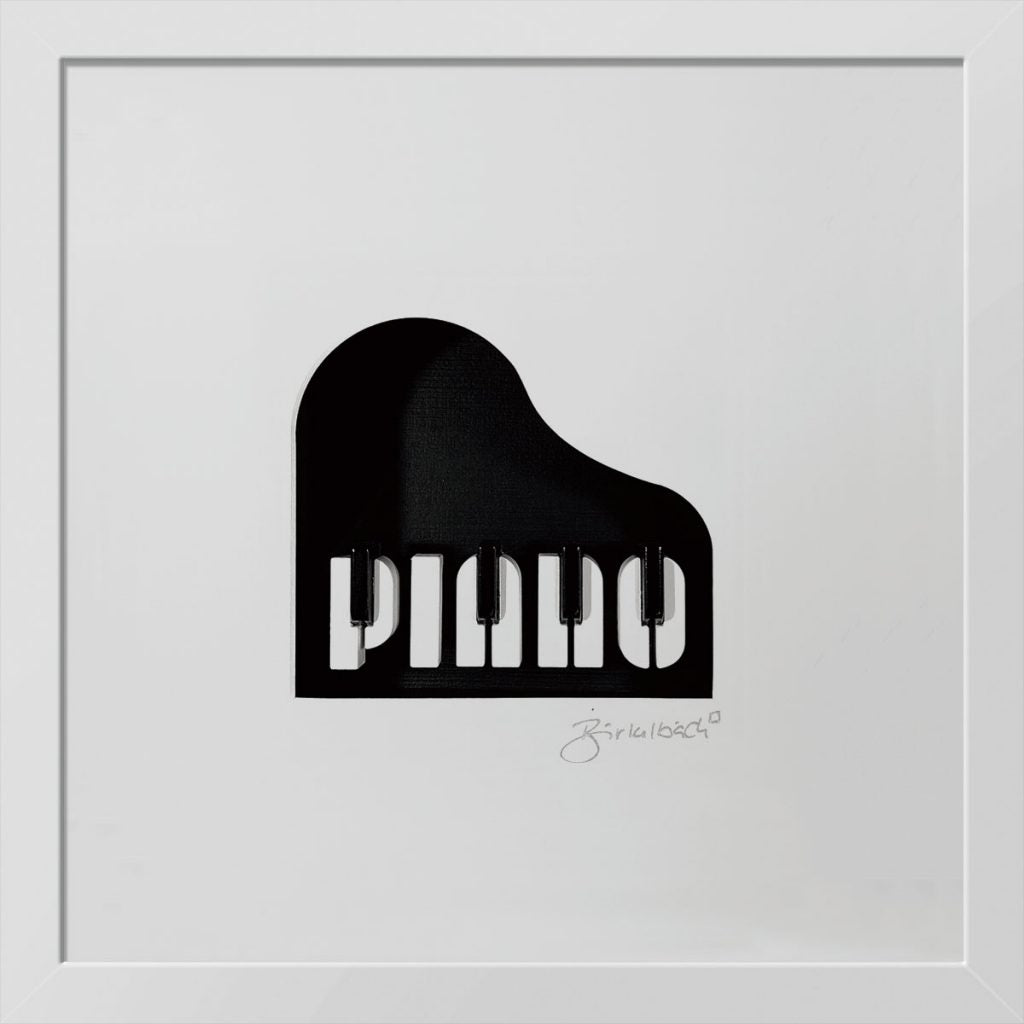 Geschenk 3D-Objektbild 'Piano', Rahmen Weiß