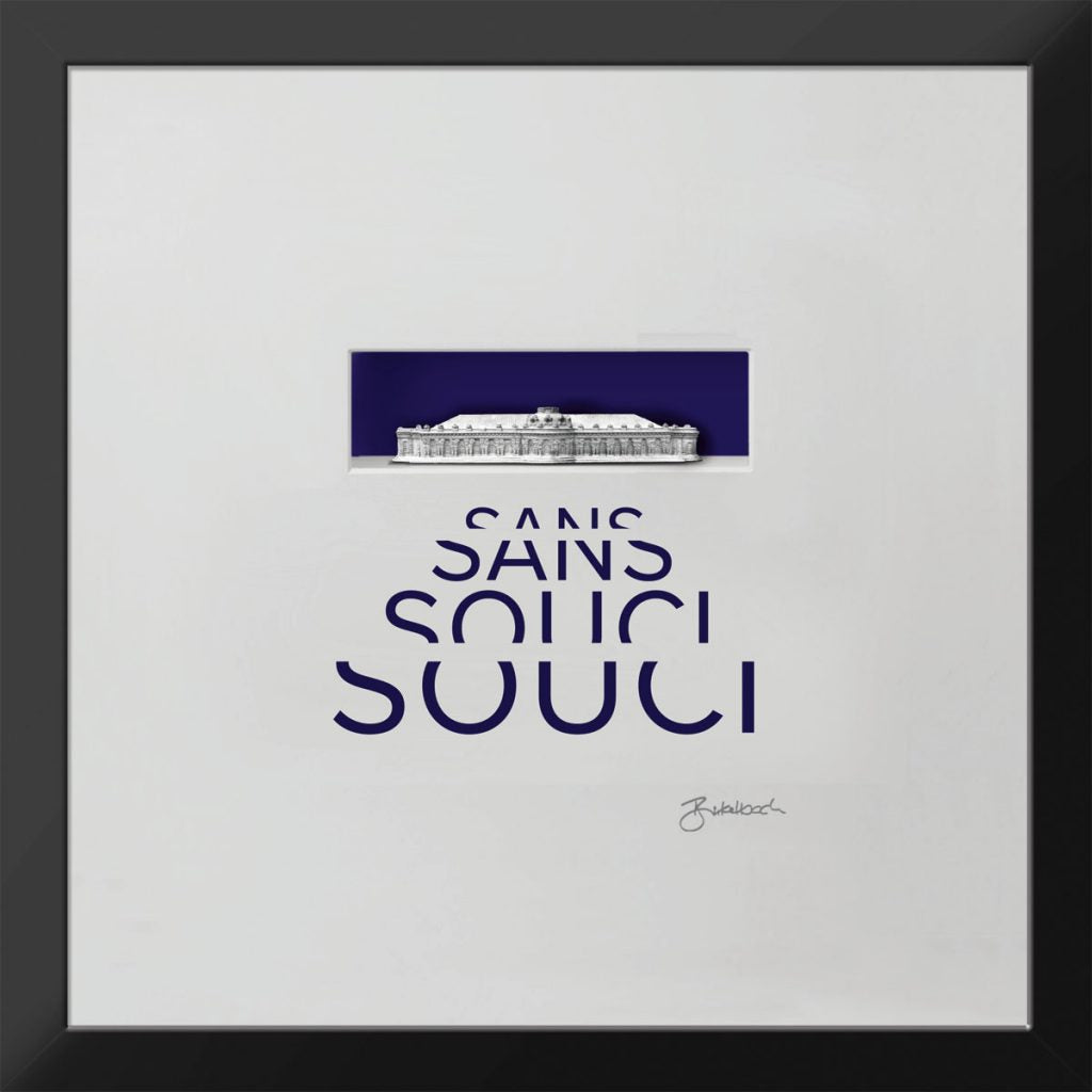 Geschenk 3D-Objektbild 'Schloss Sanssouci', Rahmen Schwarz