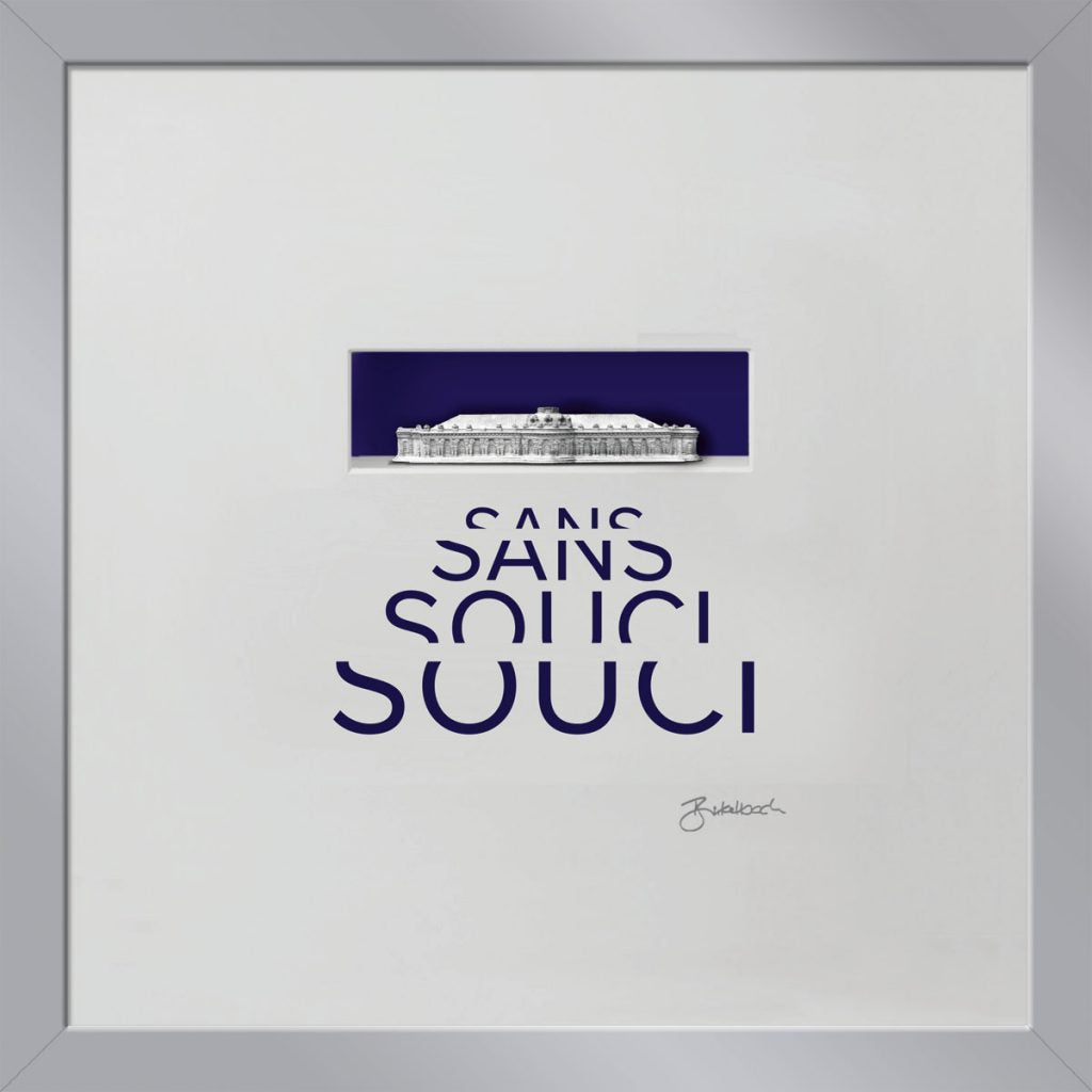 Geschenk 3D-Objektbild 'Schloss Sanssouci', Rahmen Silber