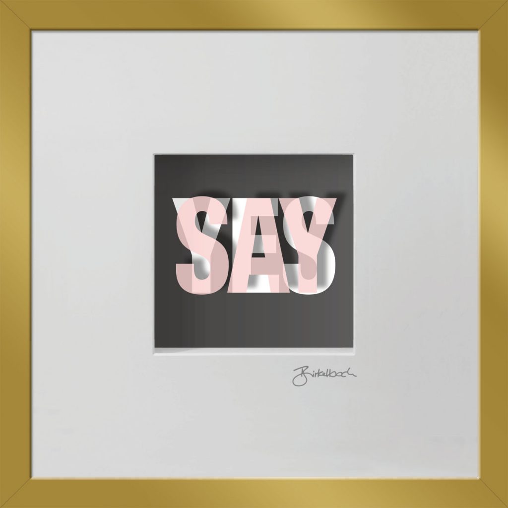 Hochzeitsgeschenk 3D-Objektbild 'Say Yes', Rahmen Gold