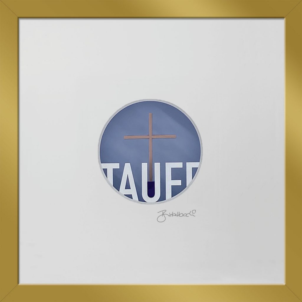 Taufgeschenk 3D-Objektbild 'Taufe', Rahmen Gold
