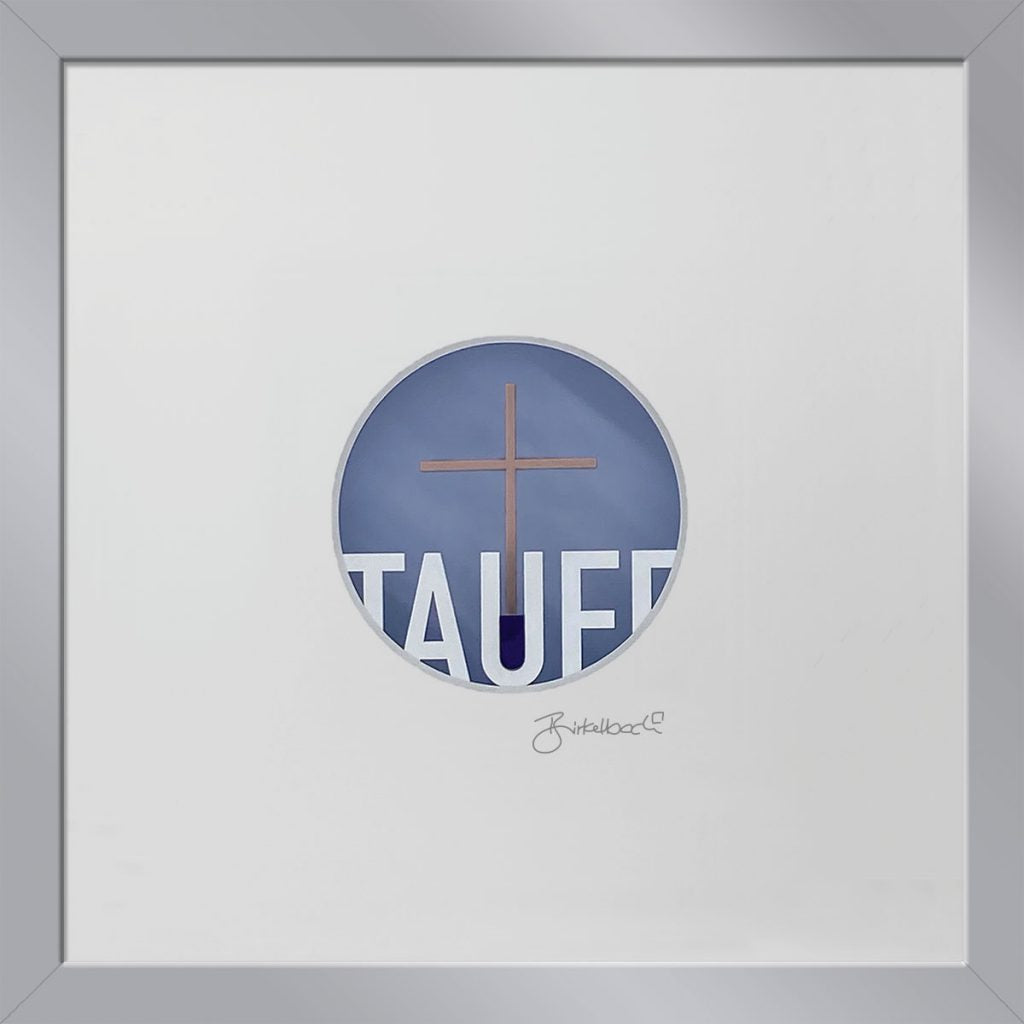 Taufgeschenk 3D-Objektbild 'Taufe', Rahmen Silber