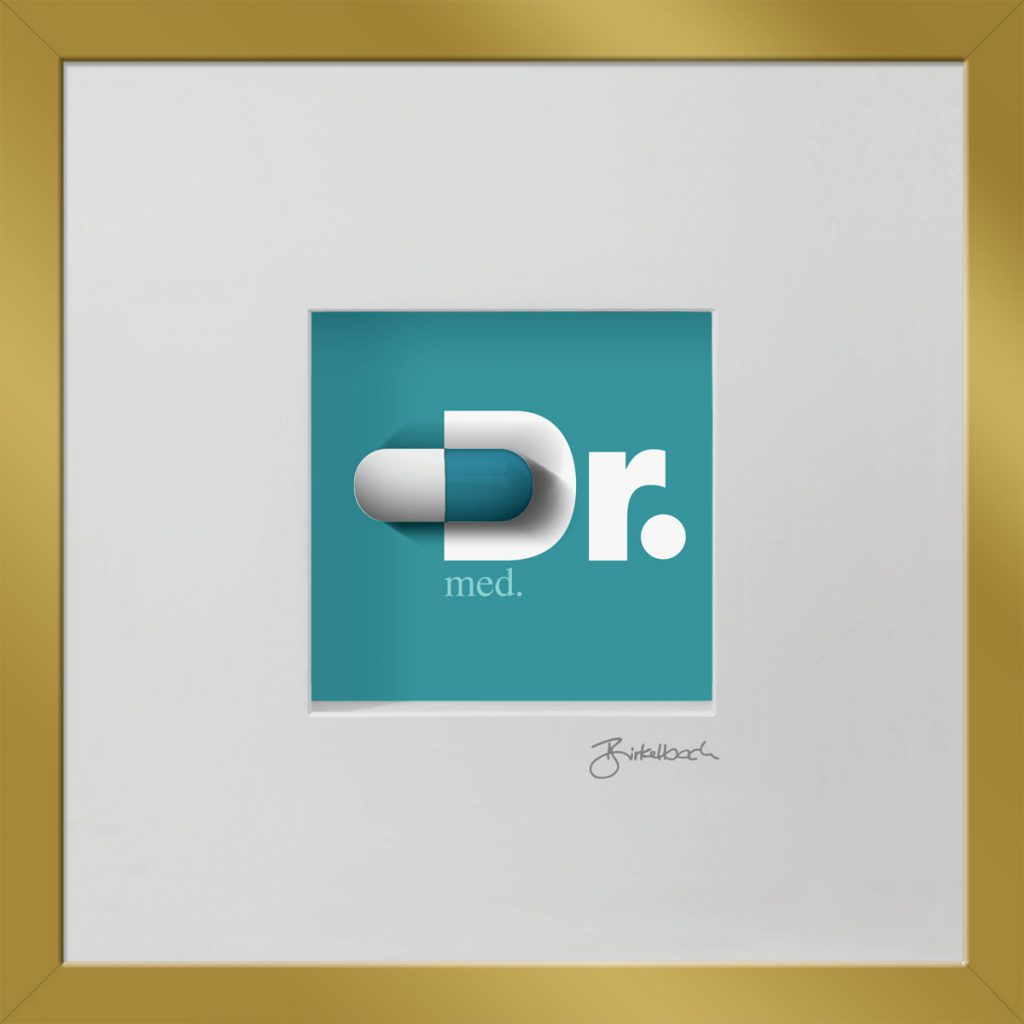 Geschenk 3D-Objektbild 'Dr. med.', Rahmen Gold