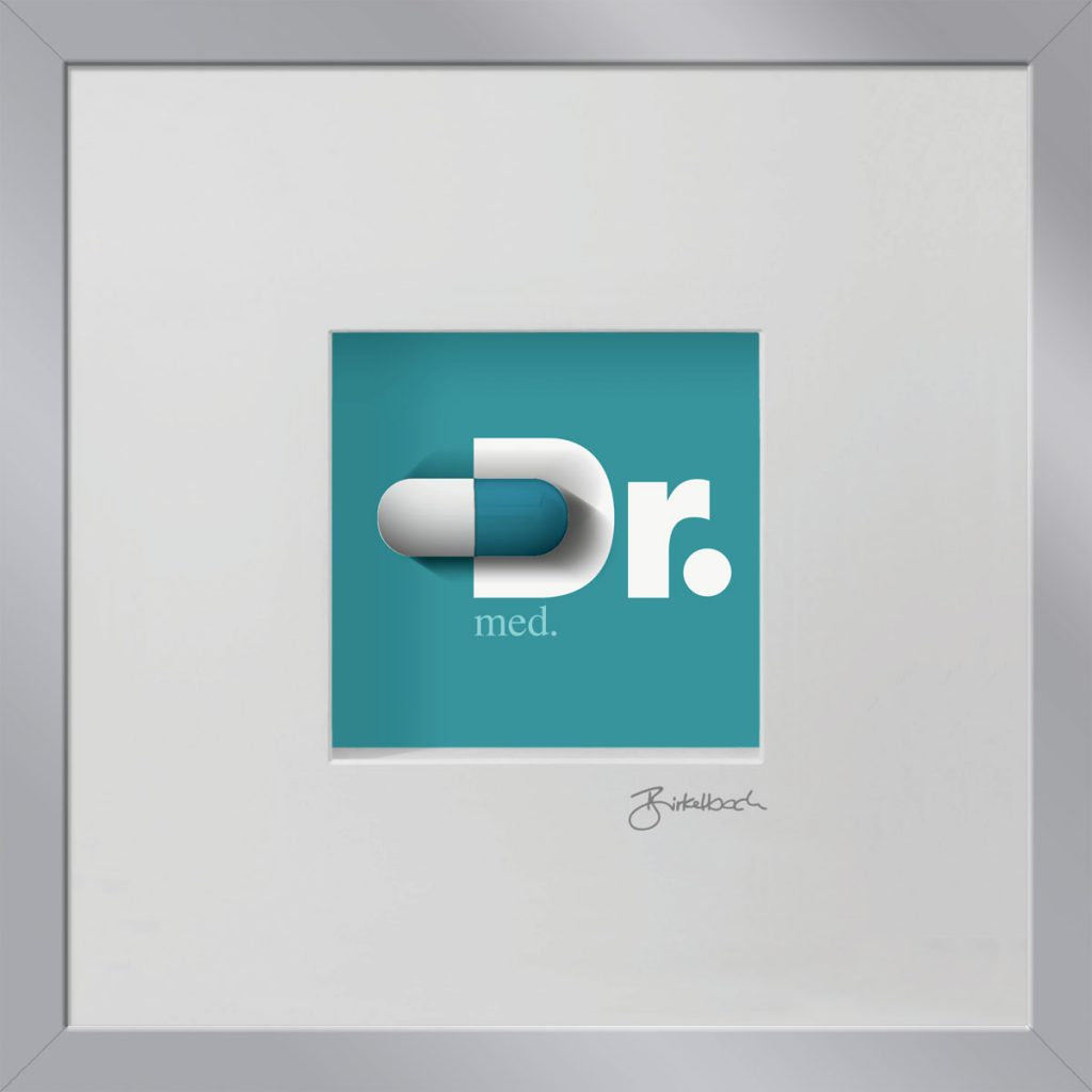 Geschenk 3D-Objektbild 'Dr. med.', Rahmen Silber