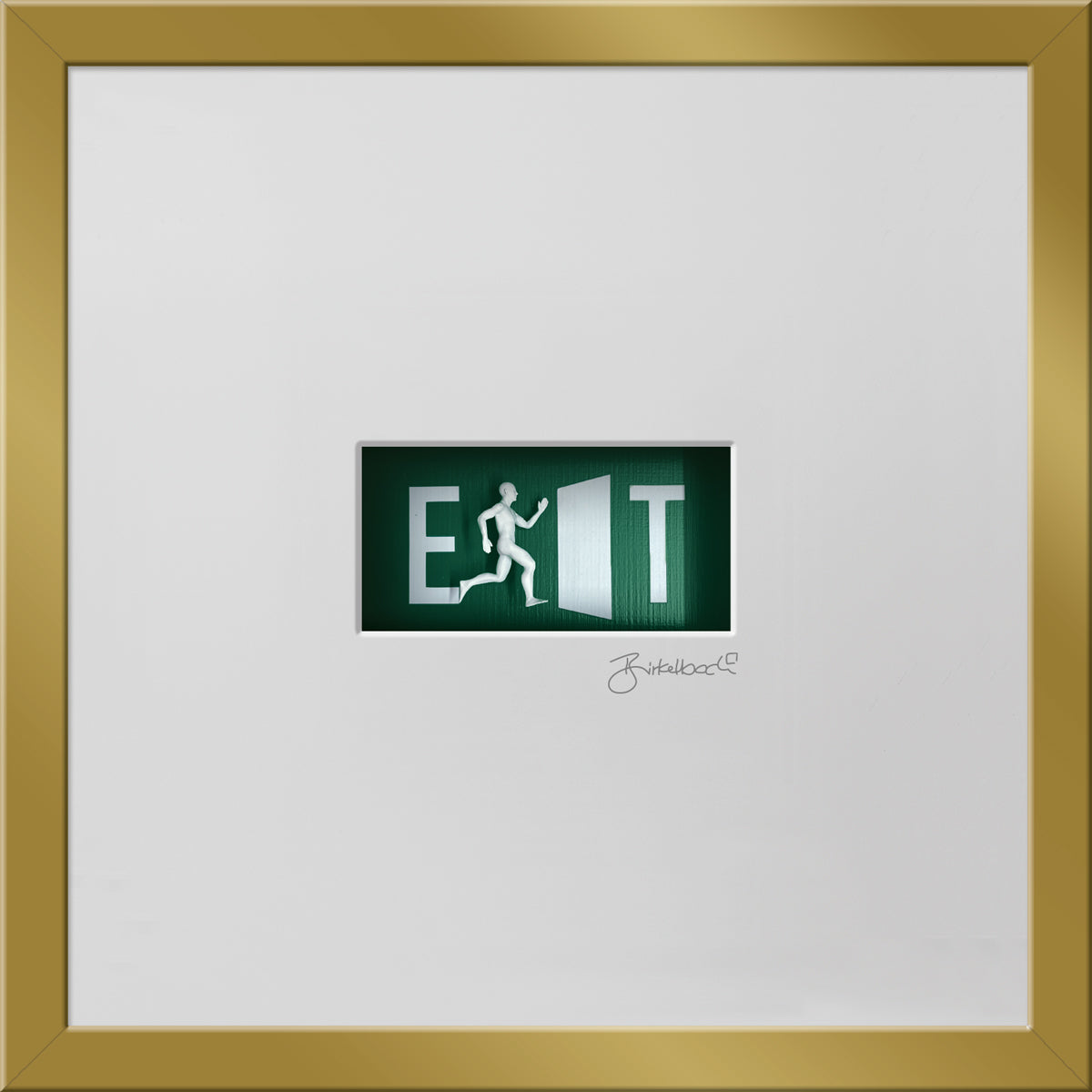 Geschenk 3D-Objektbild 'Exit', Rahmen Gold