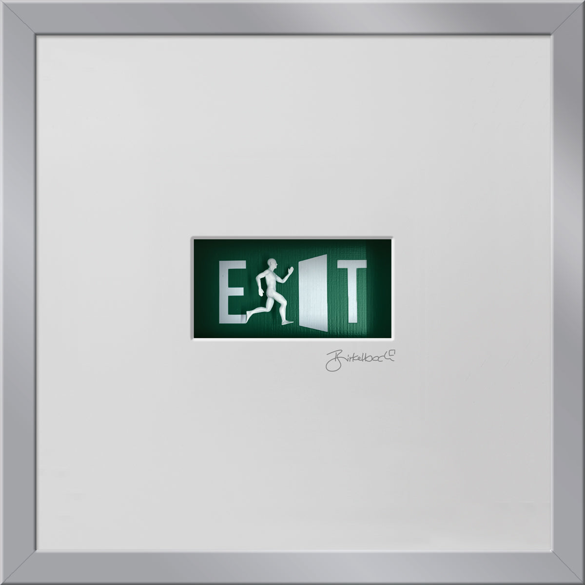 Geschenk 3D-Objektbild 'Exit', Rahmen Silber