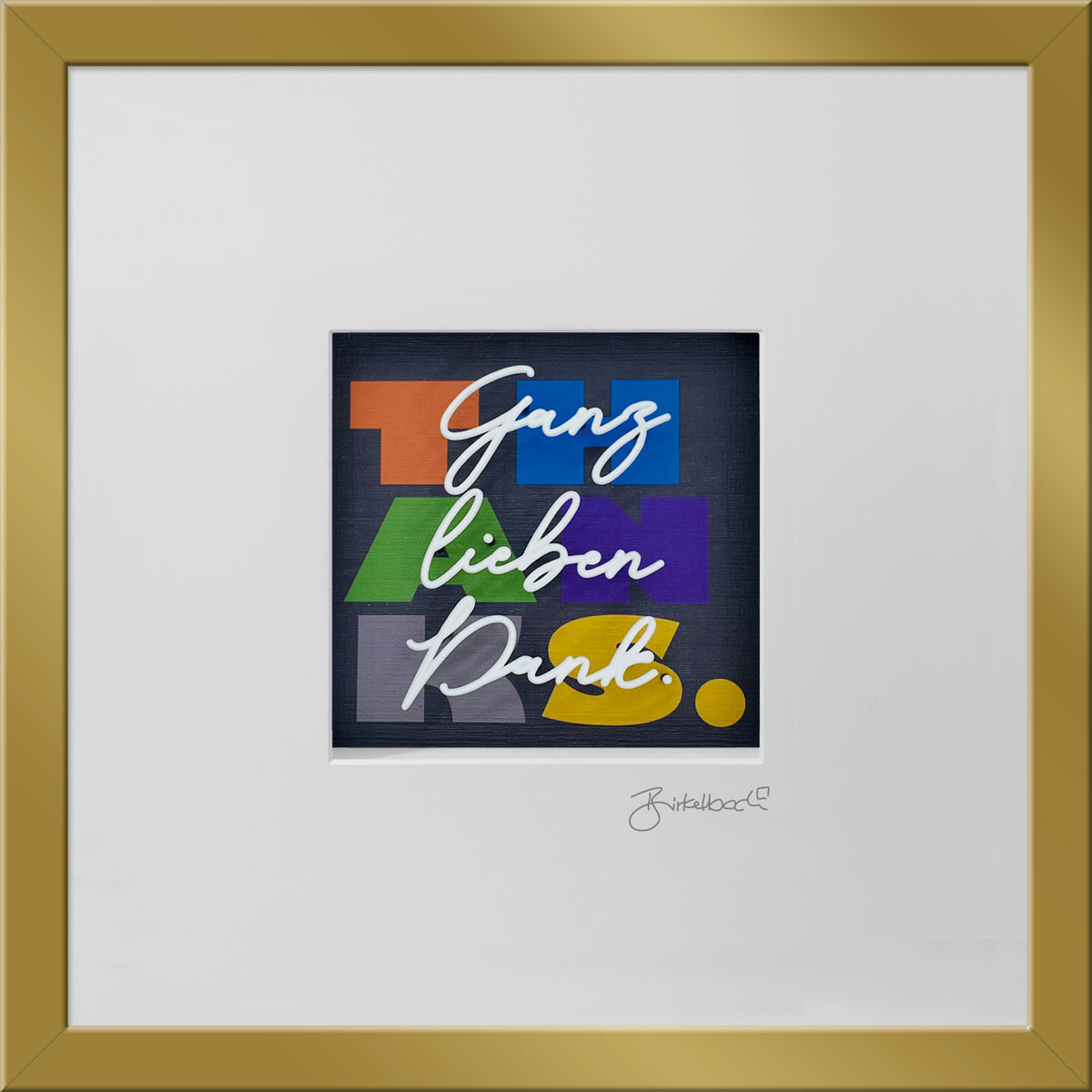 Dankesgeschenk 3D-Objektbild 'Ganz lieben Dank', Rahmen Gold