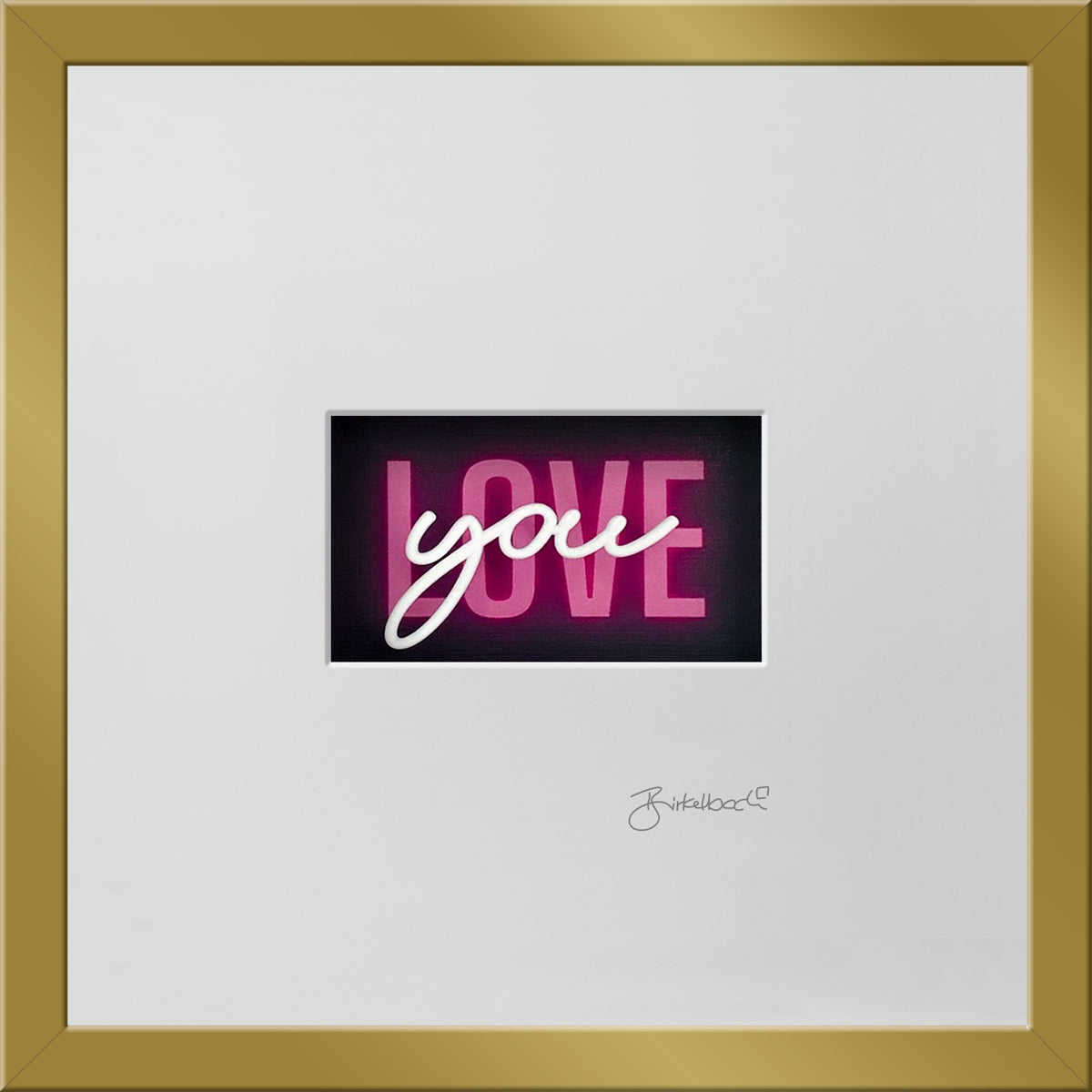 Liebesgeschenk 3D-Objektbild 'Love You', Rahmen Gold
