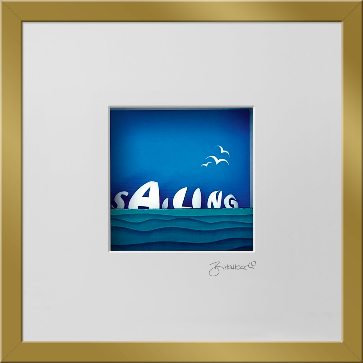 Geschenk 3D-Objektbild 'Sailing', Rahmen Gold