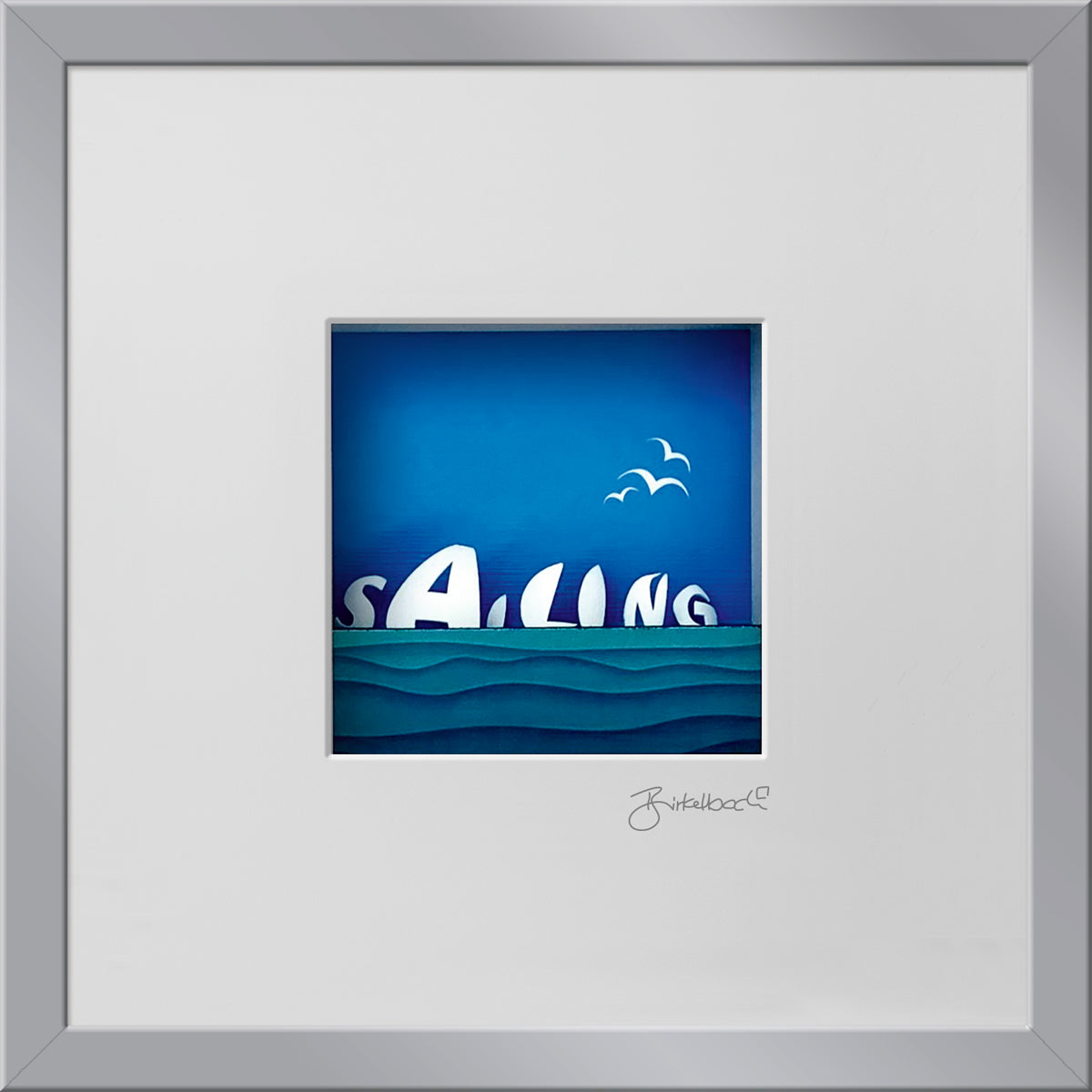 Geschenk 3D-Objektbild 'Sailing', Rahmen Silber