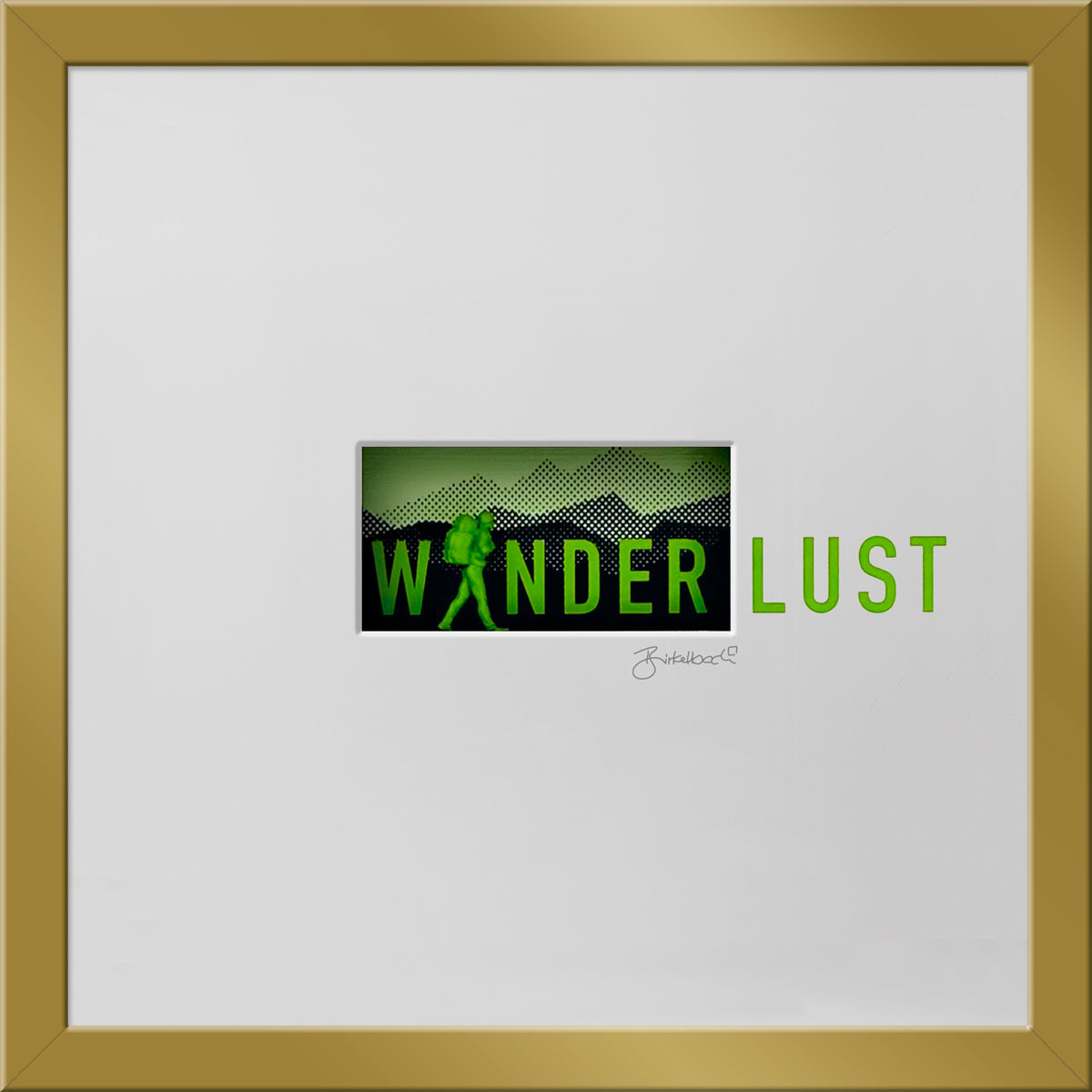 Geschenk 3D-Objektbild 'Wanderlust', Rahmen Gold